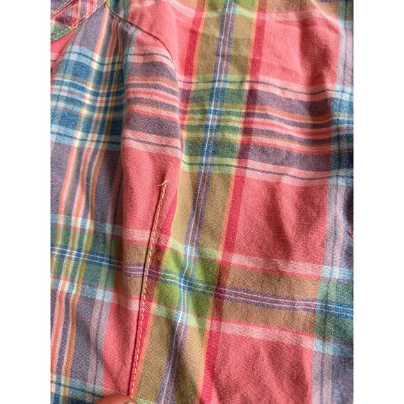 VTG Liz Claiborne Plaid Pink Blue Cotton Shift Sleeveless Jumper Sun Dress Sz 10 - Picture 10 of 10
